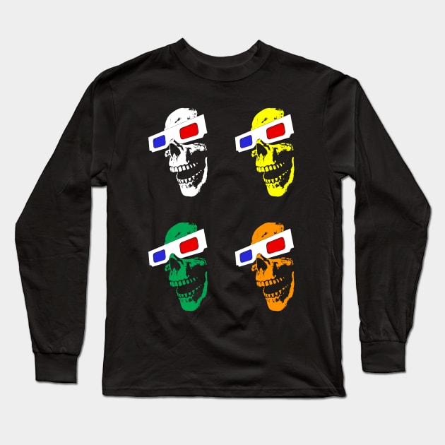 3D Skull (Combo) Long Sleeve T-Shirt by The Meat Dumpster